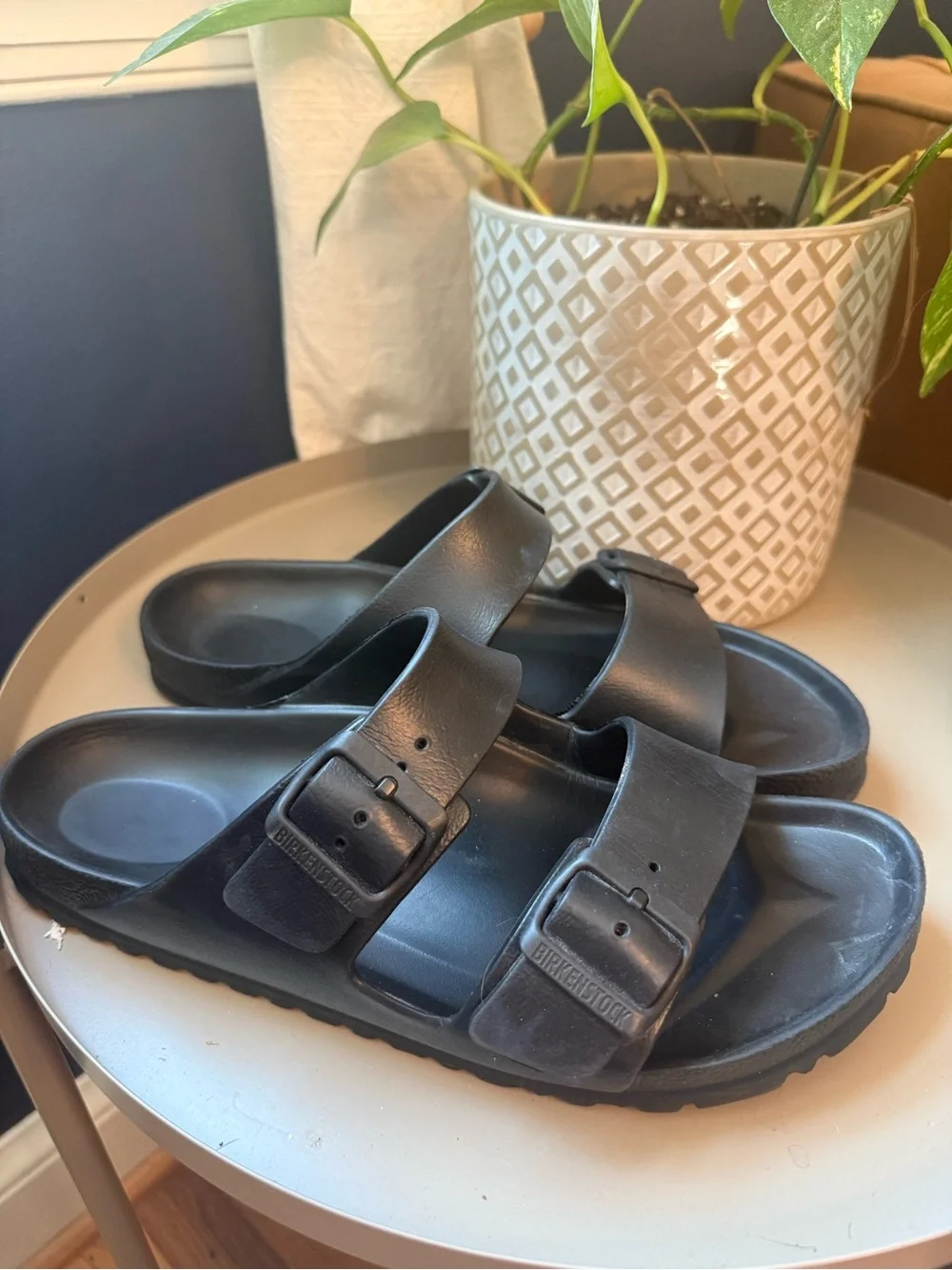Birkenstock EU 41 EVA Black Dual-Buckle Arizona Slide Sandals Classic Beach Pool